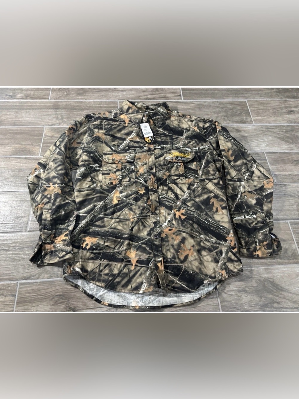 Vintage Mossy Oak Mens Large Long Sleeve Button Camo Shirt Made In USA Real Tree